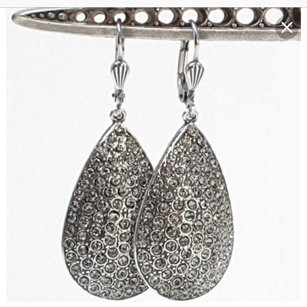 Catherine Popesco Teardrop Crystal Earrings-silver